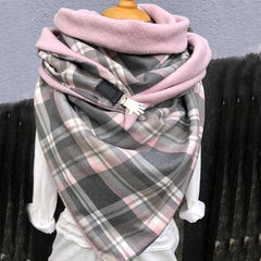 Fashion Scarves Women Soild Dot Printing Button Soft Wrap Casual Warm Scarves Shawls