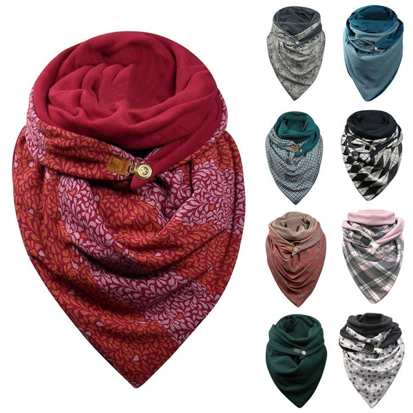 Fashion Scarves Women Soild Dot Printing Button Soft Wrap Casual Warm Scarves Shawls | Vimost Shop.