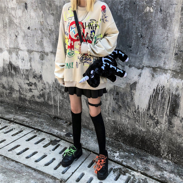 Harajuku Hiphop Graffiti Pullover Sweatshirts Hoodies Hip Hop Hipster Casual Streetwear Black Hoodie Cotton Tops | Vimost Shop.