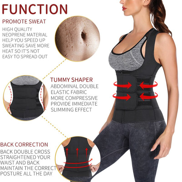 Waist Trainer Neoprene Body Shaper Women Slimming Sheath Double Belt Sweat Shapewear Fat Burning Corset Sauna Vest Trimmer Belt | Vimost Shop.