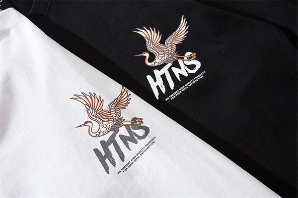 Japanese Style Crane Printed Cotton T Shirts 2019 Harajuku Mens Summer Oversize Graffiti Tops & Tees | Vimost Shop.
