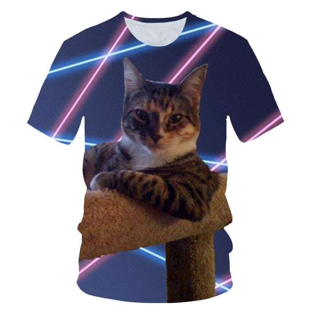 Galaxy Space 3D T Shirt Lovely Kitten Cat Eat Taco Pizza Funny Tops Tee Short Sleeve Summer Shirts | Vimost Shop.
