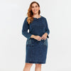 New Fashion Plus Size Denim Dress Slim Fit Dress Casual Dress High Flexibility Hole Design FFemale