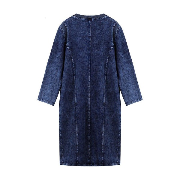 New Fashion Plus Size Denim Dress Slim Fit Dress Casual Dress High Flexibility Hole Design FFemale
