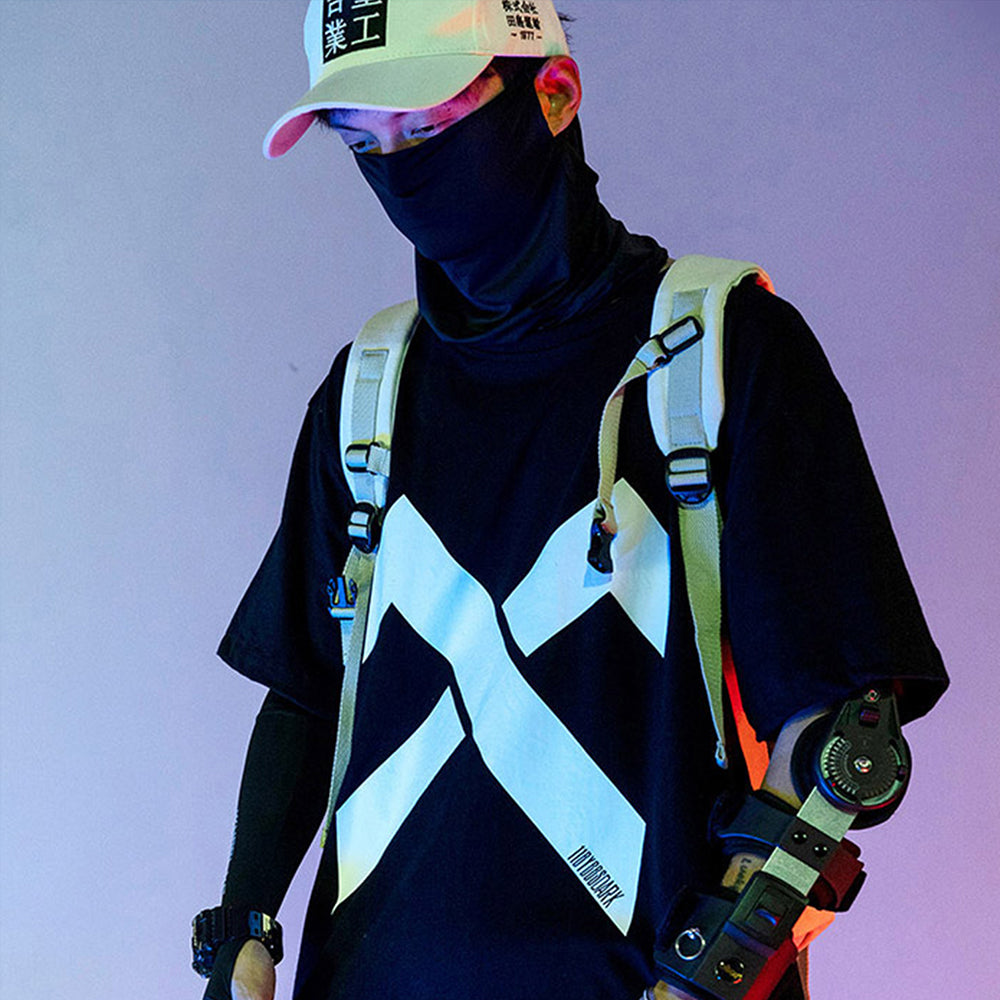 Letter Printed Reflective T Shirt Men Casual Cotton Tops Tees Harajuku Hip Hop Streetwear Short Sleeve Men | Vimost Shop.