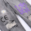 Hip Hop Men Jogger Denim Pants Skinny Washed Distressed Jeans Graffiti Print Streetwear Destroyed Ripped Jeans | Vimost Shop.