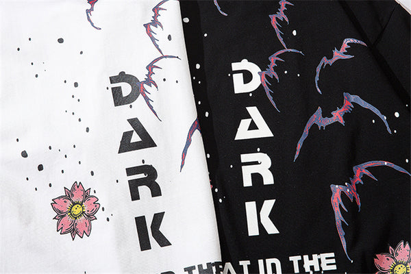 Men Streetwear Japanese Sakura Waves Tshirt Short Sleeve Cotton Harajuku T-Shirt Oversize Japan Tees | Vimost Shop.