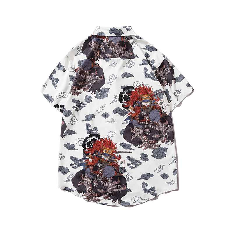 Japanese Style Cat Samuri Shirt Men Hip Hop Streetwear Harajuku Shirt Summer Short Sleeve Korean Shirt Tops | Vimost Shop.