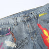 Hip Hop Streetwear Ripped Slim Fit Jeans Skinny Jeans Japan Graffiti Flame Skeleton Print Men Jogger Denim Pants | Vimost Shop.