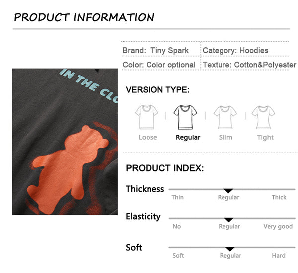 Hip Hop Hoodie Sweatshirt Cloud Bear Print Harajuku Men Streetwear Hoodie Pullover Cotton Hooded Sweatshirt Fleece Winter | Vimost Shop.