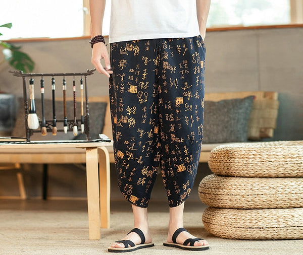 Streetwear Harem Pants Men Sweatpants Male Loose Calf-Length Chinese Style Printed Joggers Casual Pants Men Women | Vimost Shop.