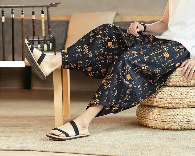 Streetwear Harem Pants Men Sweatpants Male Loose Calf-Length Chinese Style Printed Joggers Casual Pants Men Women | Vimost Shop.
