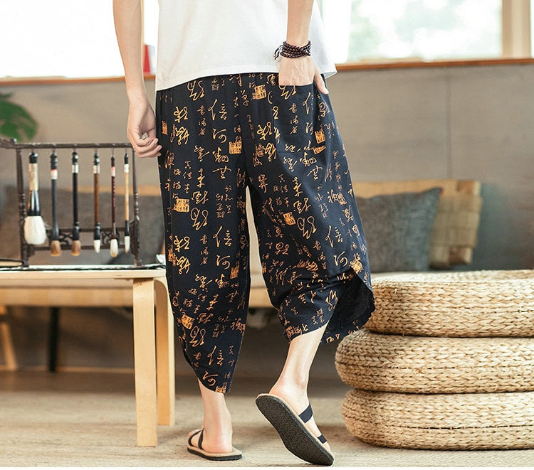 Streetwear Harem Pants Men Sweatpants Male Loose Calf-Length Chinese Style Printed Joggers Casual Pants Men Women | Vimost Shop.