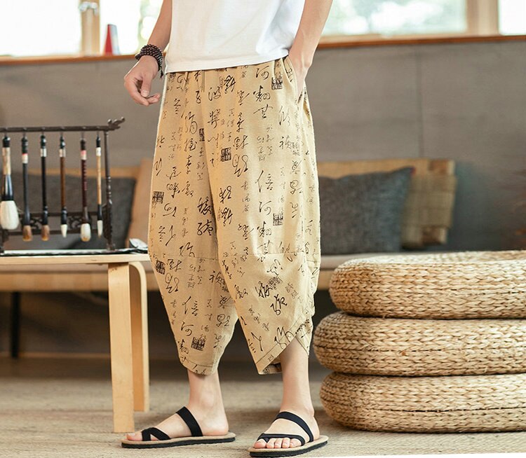 Streetwear Harem Pants Men Sweatpants Male Loose Calf-Length Chinese Style Printed Joggers Casual Pants Men Women | Vimost Shop.