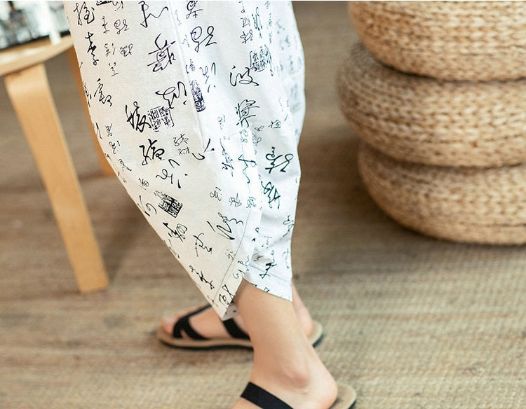 Streetwear Harem Pants Men Sweatpants Male Loose Calf-Length Chinese Style Printed Joggers Casual Pants Men Women | Vimost Shop.