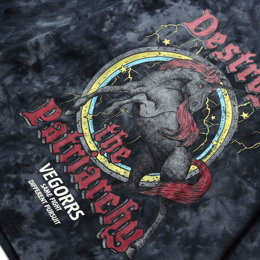 Hip Hop T Shirt Men Streetwear Print Wild Horse Long Sleeve Tees Harajuku Cotton Loose Tshirts Tie Dye Mens Fashion Tops | Vimost Shop.