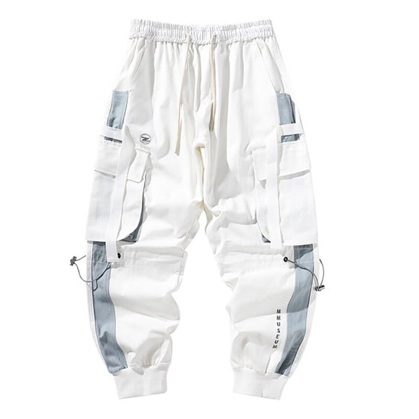 Men Hip Hop Black Cargo Pants joggers Sweatpants Multi-pocket Ribbons men's sports pants streetwear casual men's casual pants | Vimost Shop.