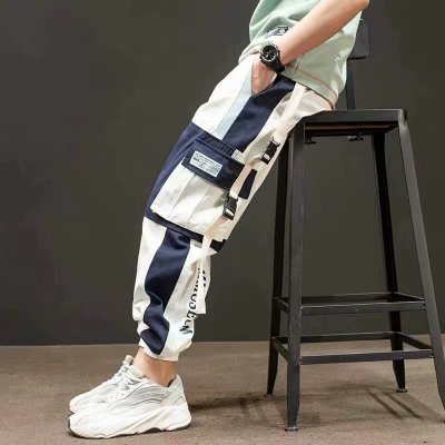 Men Hip Hop Black Cargo Pants joggers Sweatpants Multi-pocket Ribbons men's sports pants streetwear casual men's casual pants | Vimost Shop.