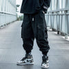 Men Hip Hop Black Cargo Pants joggers Sweatpants Multi-pocket Ribbons men's sports pants streetwear casual men's casual pants | Vimost Shop.