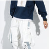 Men Hip Hop Black Cargo Pants joggers Sweatpants Multi-pocket Ribbons men's sports pants streetwear casual men's casual pants | Vimost Shop.