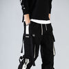 Men Hip Hop Black Cargo Pants joggers Sweatpants Multi-pocket Ribbons men's sports pants streetwear casual men's casual pants | Vimost Shop.