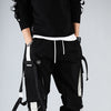 Men Hip Hop Black Cargo Pants joggers Sweatpants Multi-pocket Ribbons men's sports pants streetwear casual men's casual pants | Vimost Shop.