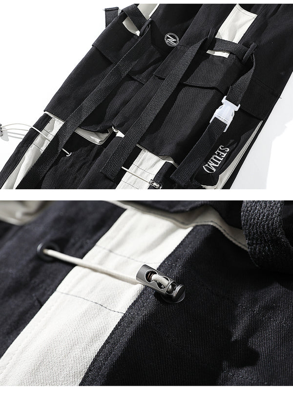 Men Hip Hop Black Cargo Pants joggers Sweatpants Multi-pocket Ribbons men's sports pants streetwear casual men's casual pants | Vimost Shop.