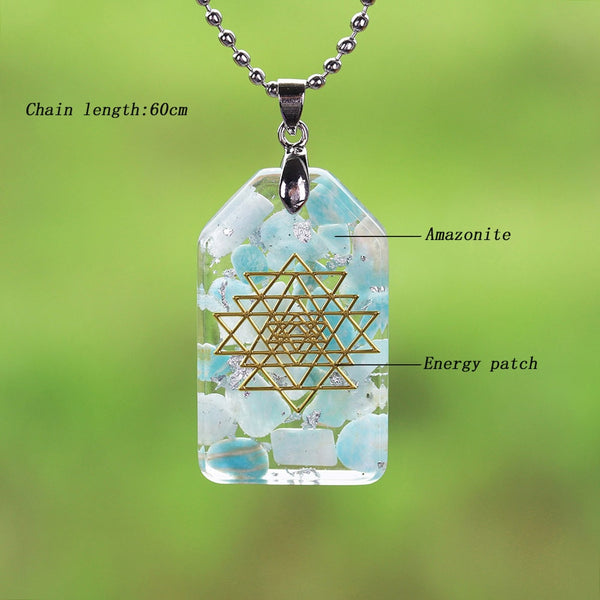 Orgonite Pendant Necklace Amazonite Natural Crystal Energy Chakra Jewelry Emf Protection Healing Orgone | Vimost Shop.