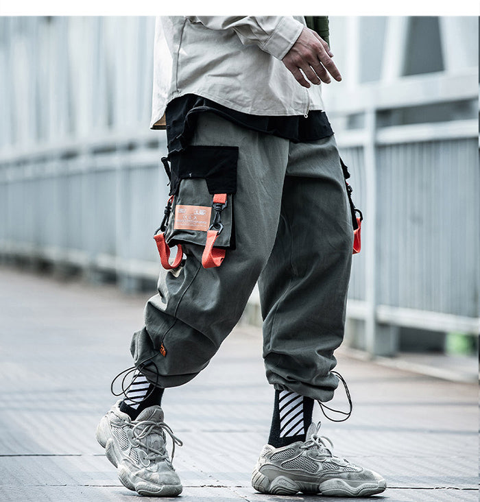 Hip Hop Color Block Pockets Male Harem Cargo Pants Streetwear Harajuku Casual Drawstring Joggers Mens Trousers | Vimost Shop.