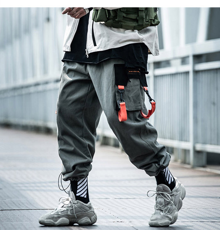 Hip Hop Color Block Pockets Male Harem Cargo Pants Streetwear Harajuku Casual Drawstring Joggers Mens Trousers | Vimost Shop.