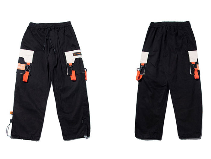 Hip Hop Color Block Pockets Male Harem Cargo Pants Streetwear Harajuku Casual Drawstring Joggers Mens Trousers | Vimost Shop.