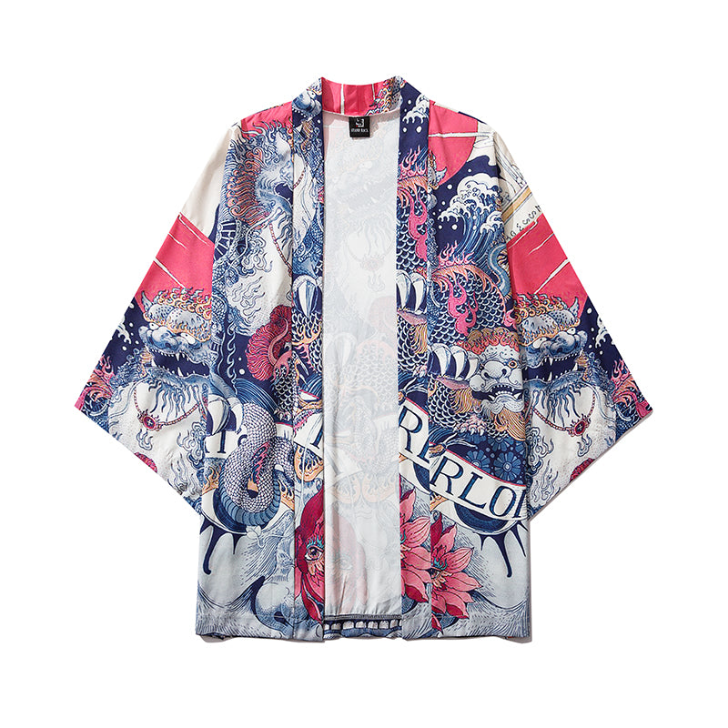 Japan Style Clothes Men Summer Streetwear Cat Print Kimono Cardigan Mandarin Robe Men Unisex Japanese Trend Kimonos | Vimost Shop.