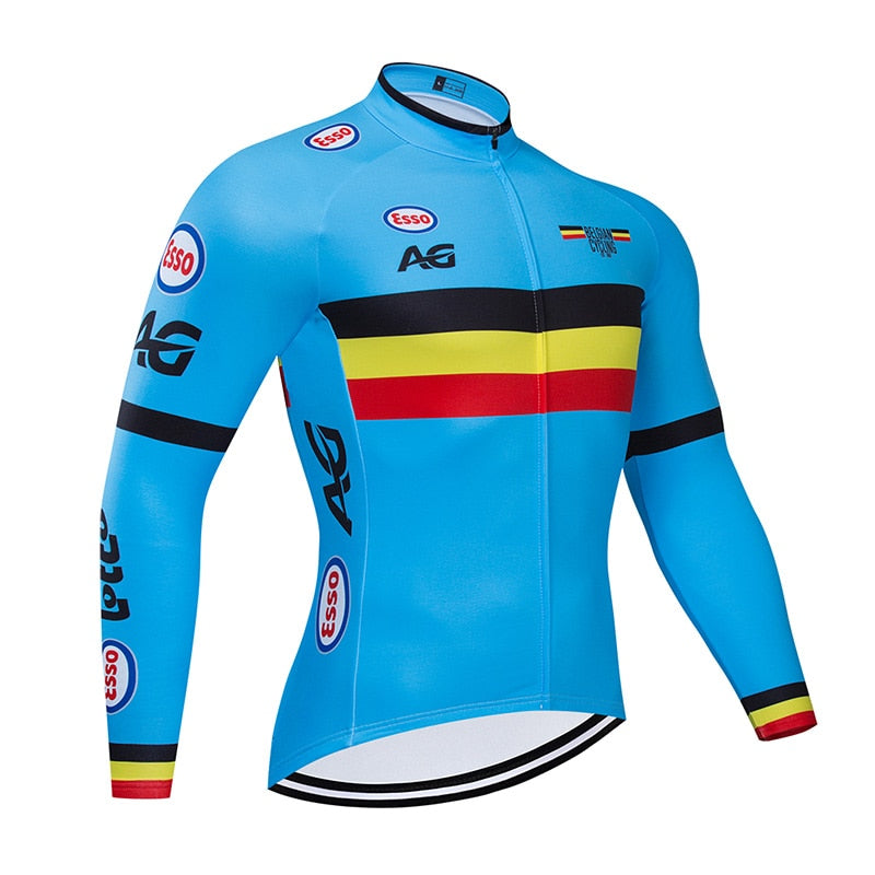 Spring/Autumn Belgium Cycling Jersey 9D Bib Set MTB Uniform Bike Clothing Quick Dry Bicycle Clothes Men‘s Long Cycling Wear | Vimost Shop.