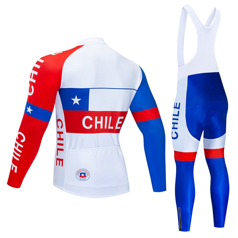 Spring/Autumn Team Chile Cycling Jersey Bib Set MTB Uniform Bike Clothing Quick Dry Bicycle Clothes Men‘s Long Cycling Wear | Vimost Shop.