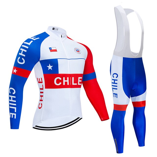 Spring/Autumn Team Chile Cycling Jersey Bib Set MTB Uniform Bike Clothing Quick Dry Bicycle Clothes Men‘s Long Cycling Wear | Vimost Shop.