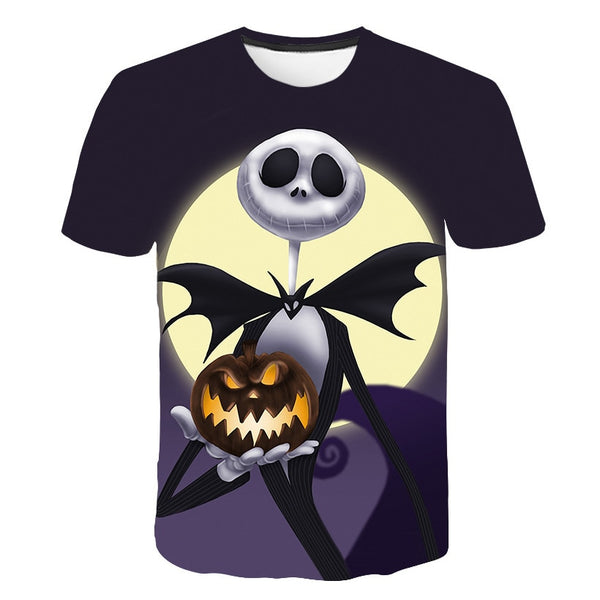 Halloween Printed 3D Short Sleeve Tshirt The Nightmare Before Christmas Cosplay T-Shirt Jack And Sally Slim Design Fashion Tops | Vimost Shop.