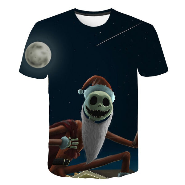 Halloween Printed 3D Short Sleeve Tshirt The Nightmare Before Christmas Cosplay T-Shirt Jack And Sally Slim Design Fashion Tops | Vimost Shop.