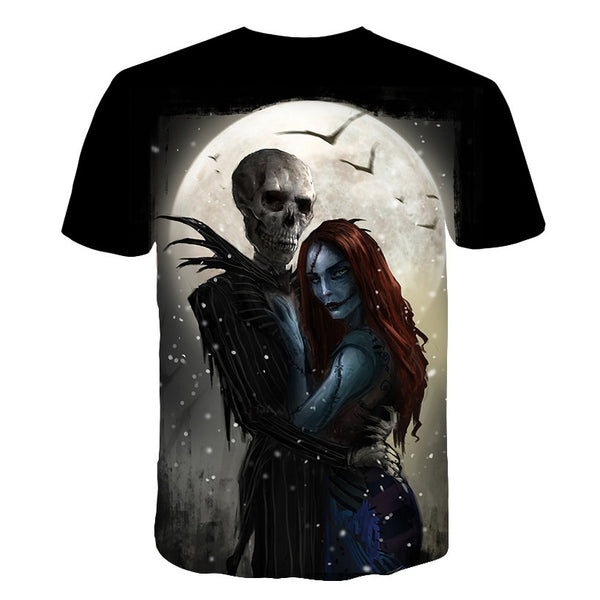 Halloween Printed 3D Short Sleeve Tshirt The Nightmare Before Christmas Cosplay T-Shirt Jack And Sally Slim Design Fashion Tops | Vimost Shop.
