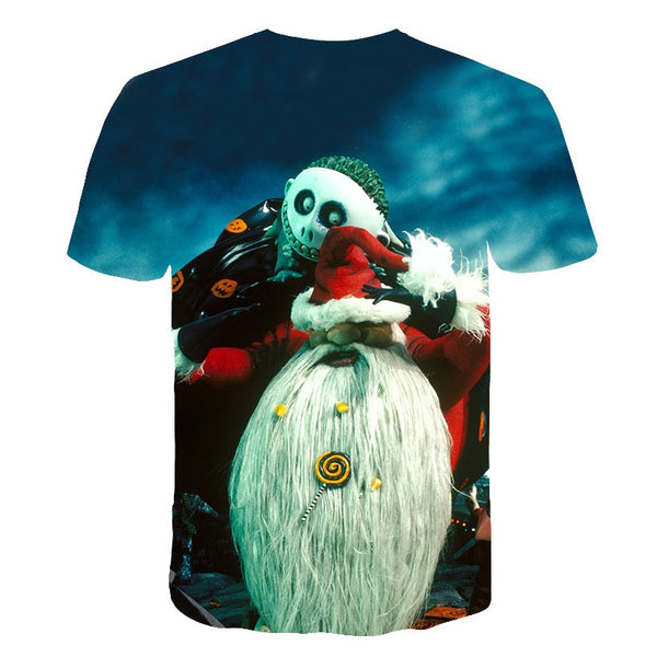 Halloween Printed 3D Short Sleeve Tshirt The Nightmare Before Christmas Cosplay T-Shirt Jack And Sally Slim Design Fashion Tops | Vimost Shop.