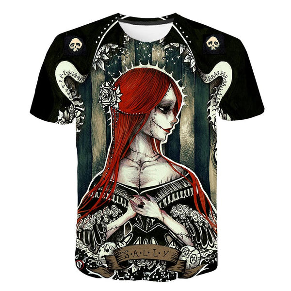 Halloween Printed 3D Short Sleeve Tshirt The Nightmare Before Christmas Cosplay T-Shirt Jack And Sally Slim Design Fashion Tops | Vimost Shop.