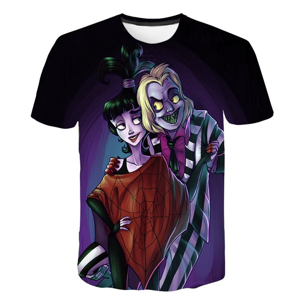 Halloween Printed 3D Short Sleeve Tshirt The Nightmare Before Christmas Cosplay T-Shirt Jack And Sally Slim Design Fashion Tops | Vimost Shop.