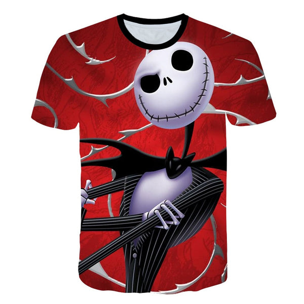 Halloween Printed 3D Short Sleeve Tshirt The Nightmare Before Christmas Cosplay T-Shirt Jack And Sally Slim Design Fashion Tops | Vimost Shop.