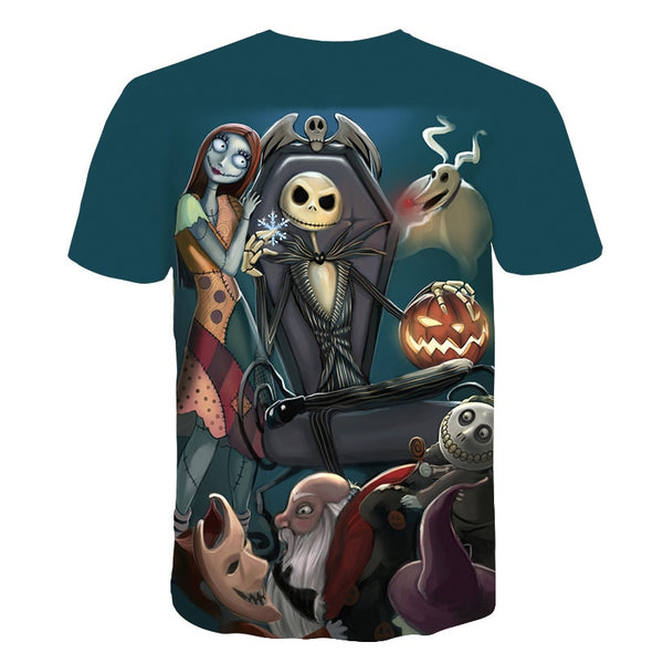 Halloween Printed 3D Short Sleeve Tshirt The Nightmare Before Christmas Cosplay T-Shirt Jack And Sally Slim Design Fashion Tops | Vimost Shop.
