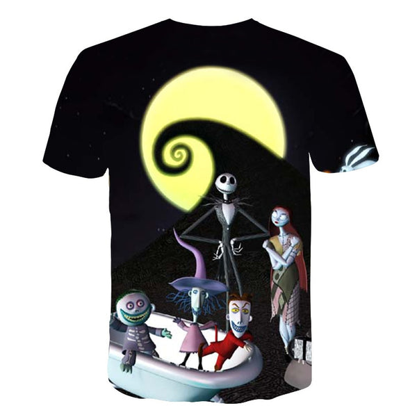 Halloween Printed 3D Short Sleeve Tshirt The Nightmare Before Christmas Cosplay T-Shirt Jack And Sally Slim Design Fashion Tops | Vimost Shop.