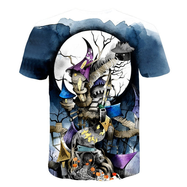 Halloween Printed 3D Short Sleeve Tshirt The Nightmare Before Christmas Cosplay T-Shirt Jack And Sally Slim Design Fashion Tops | Vimost Shop.