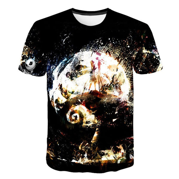 Halloween Printed 3D Short Sleeve Tshirt The Nightmare Before Christmas Cosplay T-Shirt Jack And Sally Slim Design Fashion Tops | Vimost Shop.