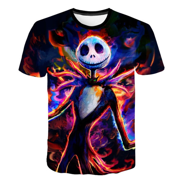 Halloween Printed 3D Short Sleeve Tshirt The Nightmare Before Christmas Cosplay T-Shirt Jack And Sally Slim Design Fashion Tops | Vimost Shop.