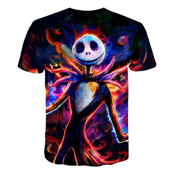 Halloween Printed 3D Short Sleeve Tshirt The Nightmare Before Christmas Cosplay T-Shirt Jack And Sally Slim Design Fashion Tops | Vimost Shop.