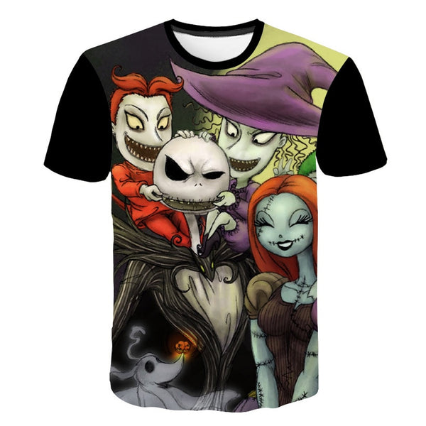 Halloween Printed 3D Short Sleeve Tshirt The Nightmare Before Christmas Cosplay T-Shirt Jack And Sally Slim Design Fashion Tops | Vimost Shop.