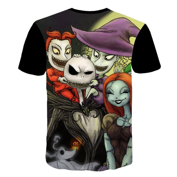 Halloween Printed 3D Short Sleeve Tshirt The Nightmare Before Christmas Cosplay T-Shirt Jack And Sally Slim Design Fashion Tops | Vimost Shop.